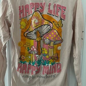 Simply Southern Pink and Orange Mushroom Long Sleeve Tee